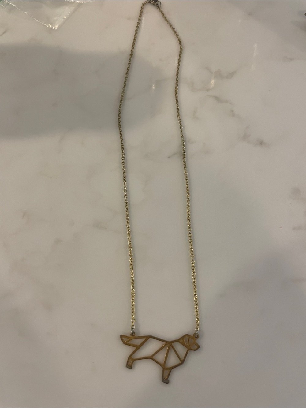 Gold Origami Dog Pendant Necklace - Women Jewelry